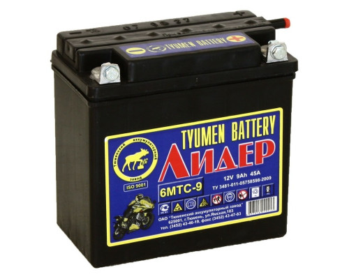ТЮМЕНЬ МОТО ЛИДЕР 12V 9Ah болт О.П.