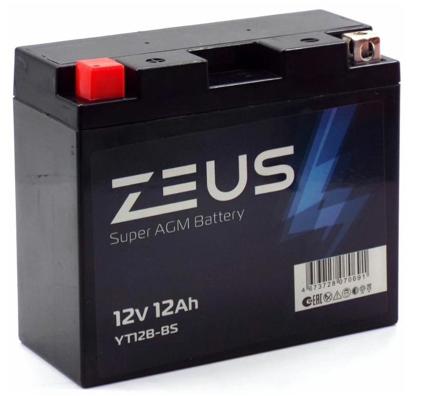 ZEUS AGM MOTO 12 Ah П.П. (YT12B-BS)