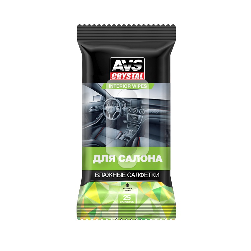 Салфетки влажные AVS для интерьера пластик и кожа 25шт. AVK201